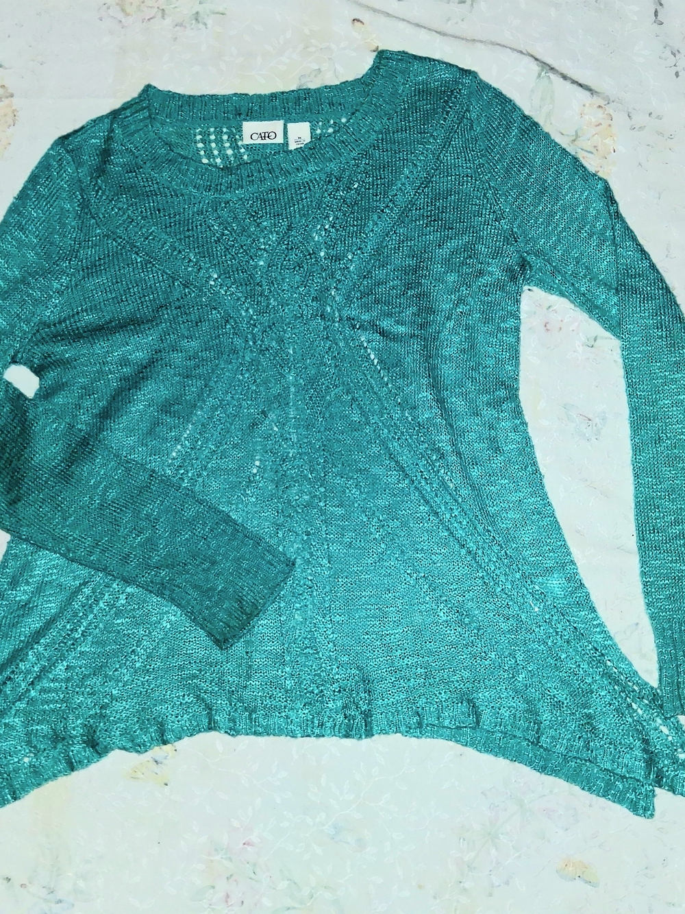 Cato Teal Scoop Neck Lightweight Knit Sweater
